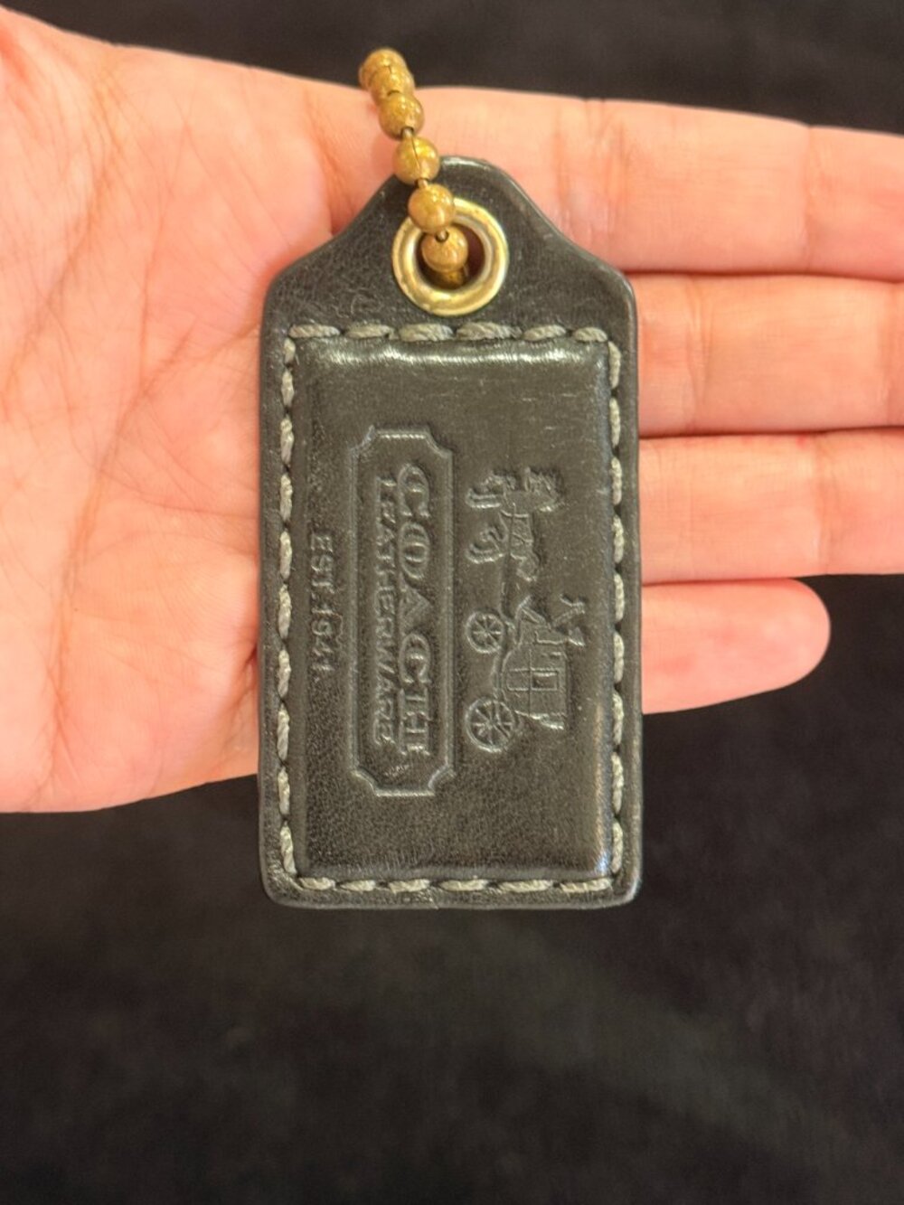 3" Large Y2K Coach Leather Key Fob Bag Charm Keychain Hang Tag/Hangtag
